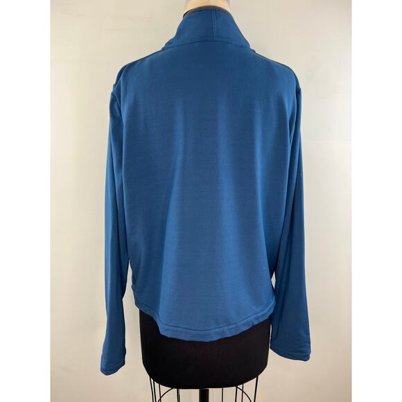 Woolrich Blue Long Sleeve Mock Neck Bur Basin Merino Wool Cardigan Sweater  L - Picture 5 of 9